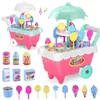 Image de 19 Pices Chariot de Crme Glace Cuisine Enfant Jouet Marchande - Lumire et Son - Cadeau Noel pour Fille - Rose