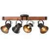 Image de Plafonnier - Brilliant - DECCA - 78x28x33cm - E27 4x10W - noir - métal et bois