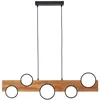 Image de Suspension LED Cheesy - BRILLIANT - 100cm noir mat-bois métal-verre marron - 4100 lumens - 34W LED intégrée