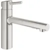 Image de GROHE Mitigeur évier Concetto 30273DC1 -Bec moulé pivotant médium-Rotation 100°-Douchette extractible-Limiteur de débit -