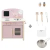 Image de Cuisine en bois pour enfant - ROBA - Équipée avec accessoires - Rose / Naturel