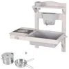 Image de ROBA Jeu Cuisine Enfant à Suspendre pour Extérieur avec Bac Amovible - Jouet dImitation avec Accessoires - Bois Massif Gris
