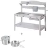 Image de ROBA Jeu Cuisine Enfant Extérieure - Jouets dImitation avec Accessoires et Fonctionnalités Ludiques - Bois Massif Gris
