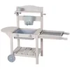 Image de Cuisine Enfant BBQ sur Roulettes - ROBA - Bois Massif - Gris Clair - Bac Amovible