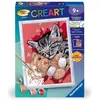 Image de CreArt Kids 18x24cm Chaton et son nounours Kit de peinture par numéros Numéro dArt Dès 9 ans 25838 Ravensburger