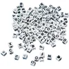 Image de Perles plastiques à lettres carrées 5x5 mm carte 40g blanc