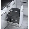 Image de Poubelle encastrable 2 bacs pour meuble coulissant 45L (38+7) Hailo Euro Cargo