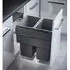Image de Poubelle de cuisine tri sélectif 2 bacs encastrable 80L (38+38) Hailo Euro Cargo anthracite