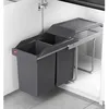 Image de Poubelle de cuisine tri sélectif 2 bacs encastrable sous évier 30L (15+15) Hailo Tandem