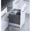Image de Poubelle encastrable 3 bacs pour meuble coulissant 44L (18+13+13) Hailo Triple XL