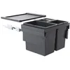 Image de Poubelle de cuisine tri sélectif 3 bacs encastrable 54L (28+13+13) Hailo Cargo Synchro