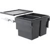 Image de Poubelle de cuisine tri sélectif 2 bacs encastrable 56L (28+28) Hailo Cargo Synchro