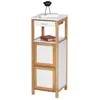 Image de WENKO Meuble colonne étagère Finja colonne salle de bain avec 2 tiroirs de rangement Bois Bambou - MDF 34x89x30cm Marron - Blanc