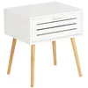 Image de Wenko - Table de chevet Finja avec 1 tiroir en Bambou et MDF - Blanc et bois
