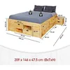 Image de Ensemble lit 140x200 cm + 2 chevets en pin massif naturel - CHAMONIX
