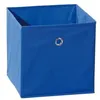 Image de Boîte de rangement pliable Winny avec anneau en métal réalisée en tissu de couleur bleue.