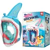 Image de Masque Intégral de Plongée Requin NEBIBO Enfants Évacuation latérale CO2 Vision 180° Support caméra Gopro Bleu - Taille XS
