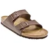Image de Tongs pour homme Birkenstock ARIZONA en daim synthétique et caoutchouc - Marron
