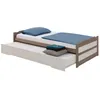 Image de Lit gigogne LORENA 1 personne tiroir lit fonctionnel 90 x 190 cm pin massif lasuré taupe et blanc