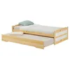 Image de Lit gigogne LORENA 1 personne tiroir lit fonctionnel 90 x 190 cm pin massif recouvert dun vernis naturel et blanc