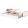 Image de Lit gigogne LORENA 1 personne tiroir lit fonctionnel 90 x 190 cm pin massif lasuré blanc et rose