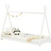 Image de Lit tipi ELIN lit enfant simple en bois type montessori 90 x 200 cm en pin massif lasuré blanc