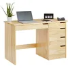 Image de Bureau HUGO avec rangement 5 tiroirs style scandinave en pin massif à la finition naturelle