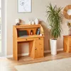 Image de Bureau secrétaire TOM avec volet roulant rangement 2 tiroirs et 1 porte avec étagère en pin massif lasuré brun