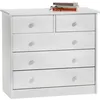 Image de Commode RONDO 5 tiroirs pin massif lasuré blanc