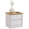 Image de Table de chevet RONDO avec 2 tiroirs table de nuit en pin massif chevet en bois lasuré blanc et brun