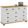 Image de Commode COLMAR chiffonnier apothicaire rangement avec 11 tiroirs en pin massif lasuré blanc et brun