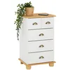 Image de Commode chambre COLMAR L 49 cm en bois massif brun avec 4 tiroirs meuble de rangement adulte lasuré