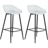 Image de Lot de 2 tabourets de bar IREK chaise haute cuisine ou comptoir en plastique blanc et métal noir hauteur dassise 75 cm
