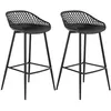 Image de Lot de 2 tabourets de bar IREK chaise haute pour cuisine ou comptoir design retro en plastique et métal noirs hauteur dassise 75