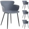 Image de Lot de 4 chaises CATCH salle à manger ou cuisine design retro avec larges accoudoirs coque en plastique gris et 4 pieds métal