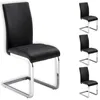 Image de Lot de 4 chaises de salle à manger LETICIA piètement chromé et revêtement synthétique noir