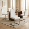Image de Lot de 4 chaises de salle à manger LETICIA piètement chromé et revêtement synthétique blanc