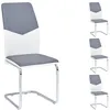 Image de Lot de 4 chaises de salle à manger LEONA piètement chromé revêtement synthétique bicolore blanc et gris