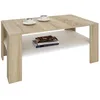 Image de Table basse LORIENT table de salon rectangulaire avec 1 étagère espace de rangement ouvert en mélaminé décor chêne sonoma et blanc