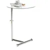 Image de Table dappoint LEONIE bout de canapé rond table à café table basse hauteur réglable en métal chromé et verre trempé transparent