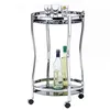 Image de Chariot de service VEGA table dappoint ronde sur roulettes chariot à thé et boisson en métal chromé 2 étagères en verre trempé