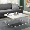 Image de Table basse HILAR grande table de salon couleur beige design retro vintage industriel plateau carré de 80 x 80 cm