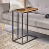 Image de Bout de canapé DEBORA coloris vintage noir table dappoint table basse de salon cadre en métal gris et plateau rectangulaire