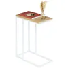 Image de Bout de canapé DEBORA table dappoint table à café table basse de salon cadre en métal blanc plateau en MDF décor chêne sonoma