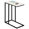 Image de Bout de canapé DEBORA table dappoint table à café table basse de salon cadre en métal noir plateau rectangulaire en MDF blanc mat