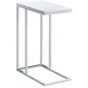 Image de Bout de canapé DEBORA table dappoint table basse de salon cadre en métal blanc plateau rectangulaire en MDF blanc mat