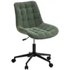 Image de Chaise de bureau VASILO Fauteuil en Velours Côtelé Vert avec Piétement en Métal Laqué Noir Assise Réglabe en Hauteur