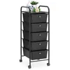 Image de Caisson de rangement sur roulettes GINA colonne de 5 tiroirs et 1 étagère pour salle de bain ou bureau noir et métal