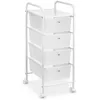 Image de Caisson sur roulettes GINA chariot avec 4 tiroirs en plastique blanc transparent et 1 étagère rangement salle de bain métal blanc
