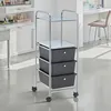 Image de Caisson sur roulettes GINA chariot avec 3 tiroirs en plastique noir et 2 étagères meuble de rangement pour salle de bain en métal